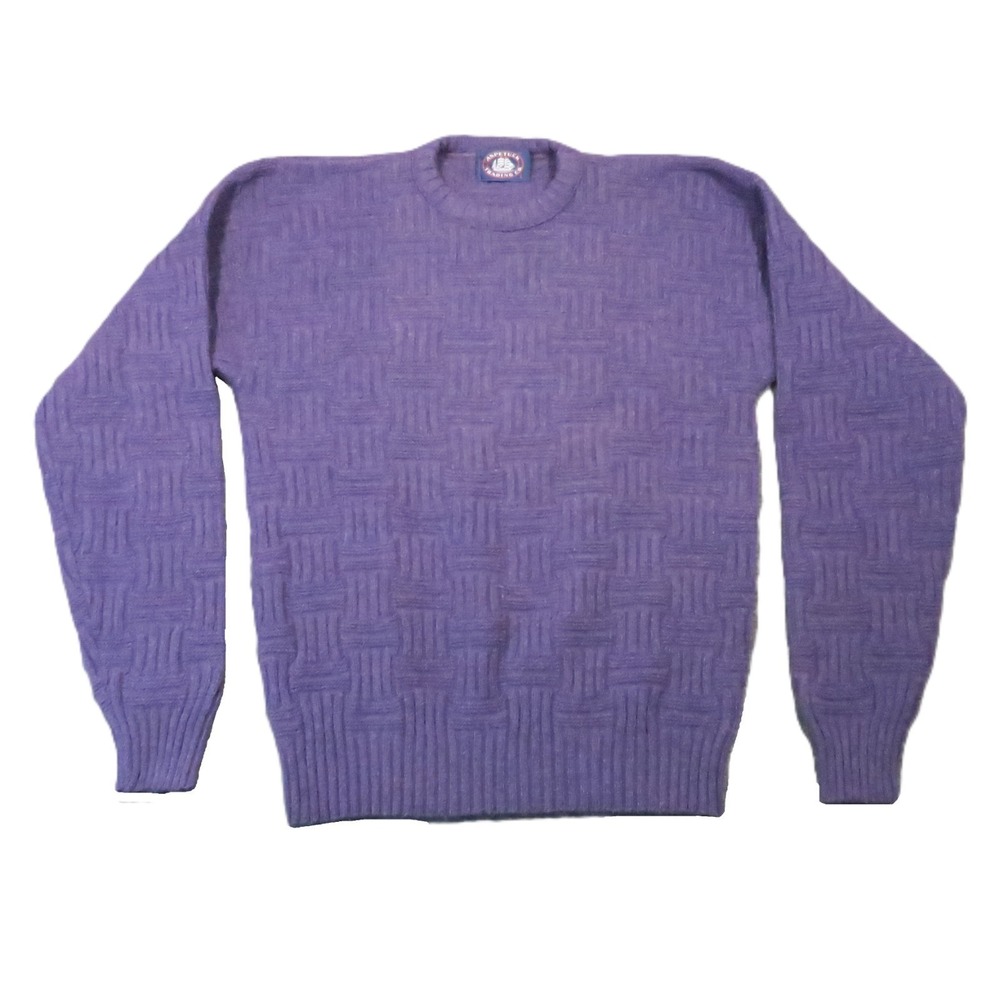 Aspetuck Trading Co Basketweave Knit Sweater M Purple Grandpa Vintage 80s Preppy
